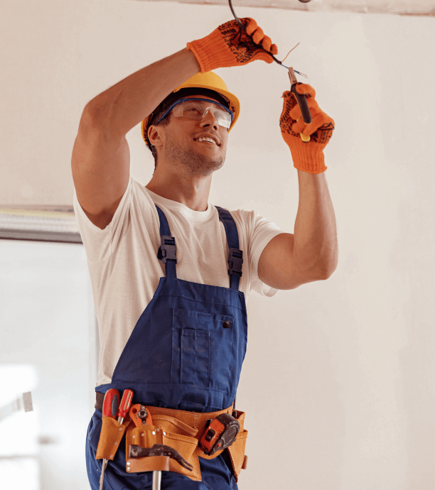 Technician working on ceiling installation
